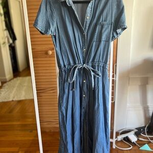 Amour Vert Denim Blue Button-Up Dress
